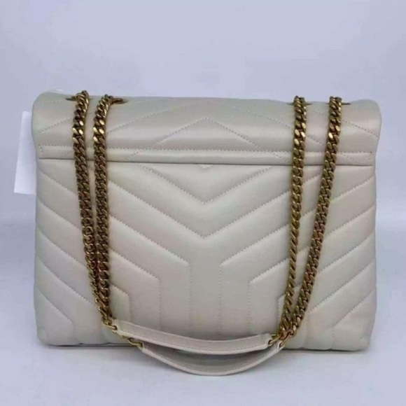 Brand New! YSL Saint Laurent LOULOU MEDIUM BAG IN MATELASSÉ "Y" Blanc Vintage! - Picture 9 of 16
